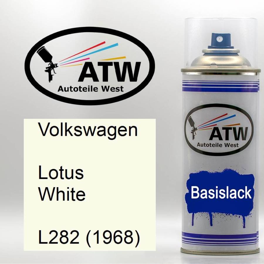 Volkswagen, Lotus White, L282 (1968): 400ml Sprühdose, von ATW Autoteile West.